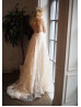 Ivory Lace Tulle Low Back Wedding Dress